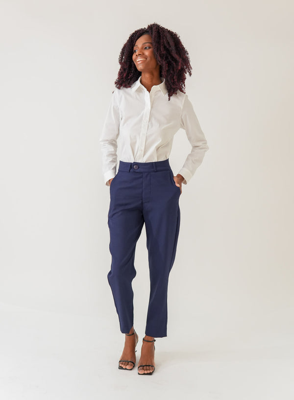 Calça Alfaiataria Feminina Marinho Eliana