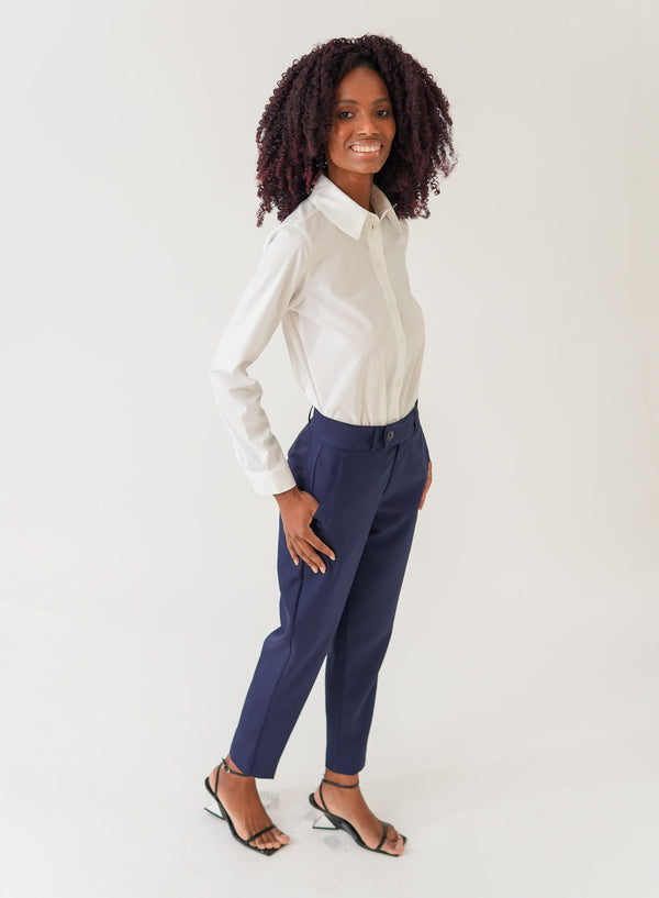 Calça Alfaiataria Feminina Marinho Eliana