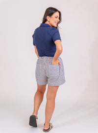 Camisa Polo Azul Feminina Lara