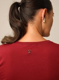 T-shirt Feminina Algodão com Elastano Nina - Vinho