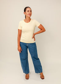 T-shirt Feminina Algodão com Elastano Nina - Bege Manteiga