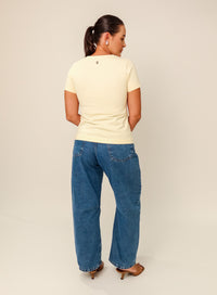 T-shirt Feminina Algodão com Elastano Nina - Bege Manteiga
