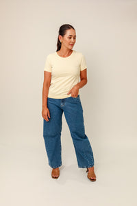 T-shirt Feminina Algodão com Elastano Nina - Bege Manteiga