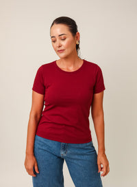 T-shirt Feminina Algodão com Elastano Nina - Vinho