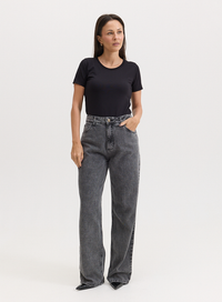 Calça Jeans Preta Reta Lily