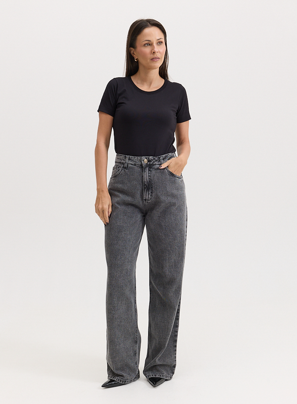 Calça Jeans Preta Reta Lily