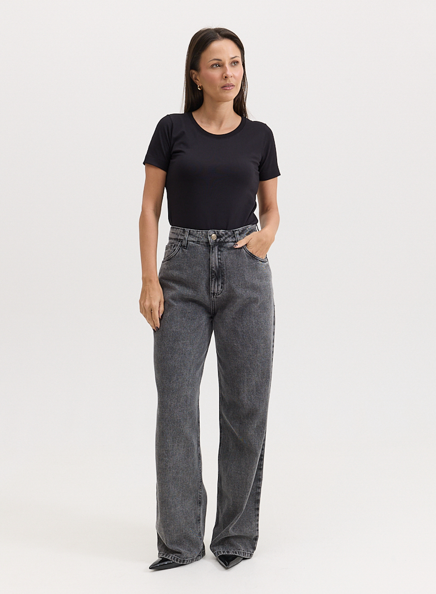Calça Jeans Preta Reta Lily