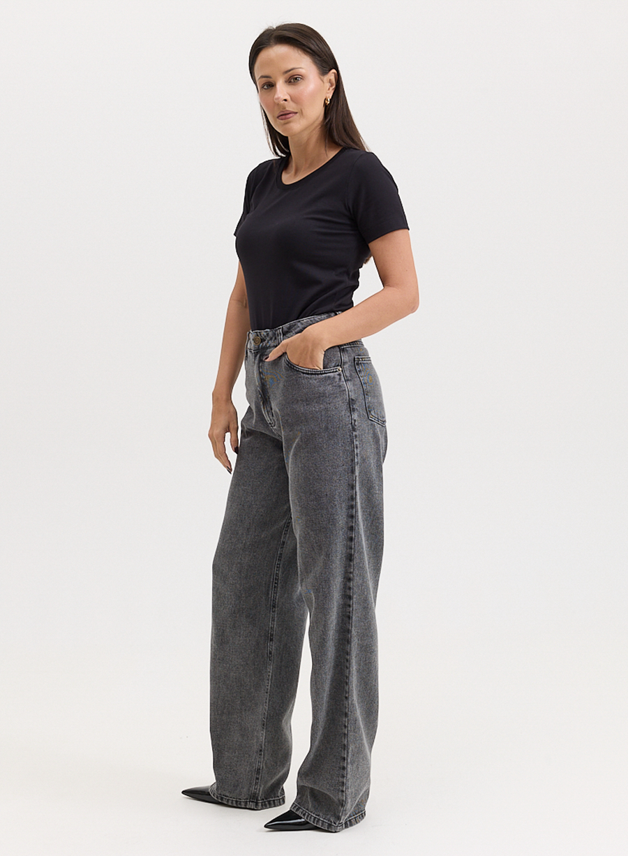 Calça Jeans Preta Reta Lily