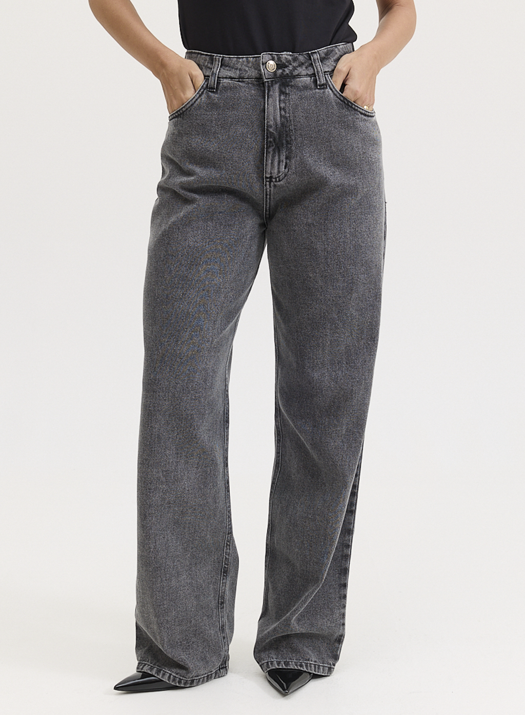 Calça Jeans Preta Reta Lily
