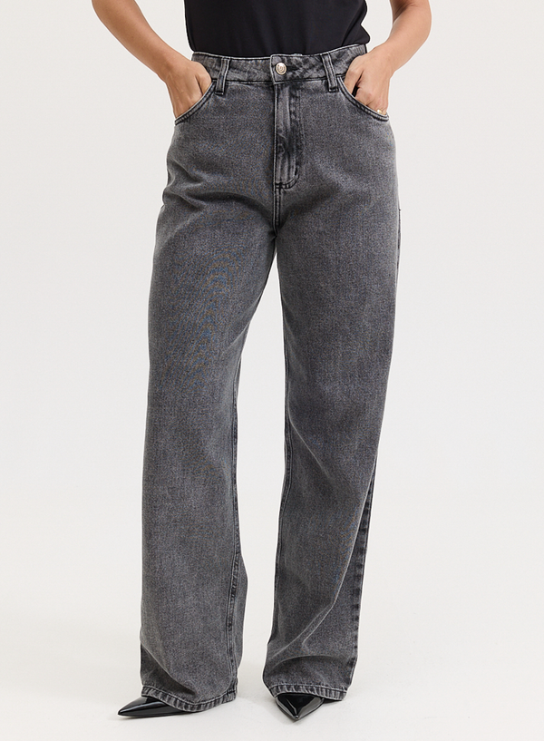 Calça Jeans Preta Reta Lily