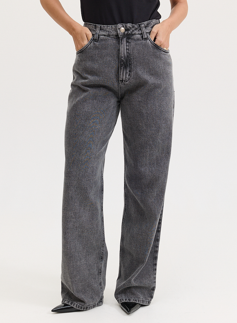 Calça Jeans Preta Reta Lily