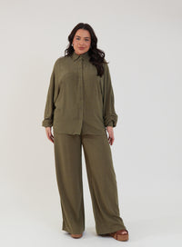 Camisa Oversized Viscose com Linho Yara Verde