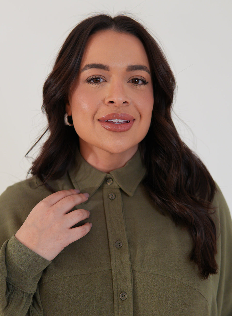Camisa Oversized Viscose com Linho Yara Verde