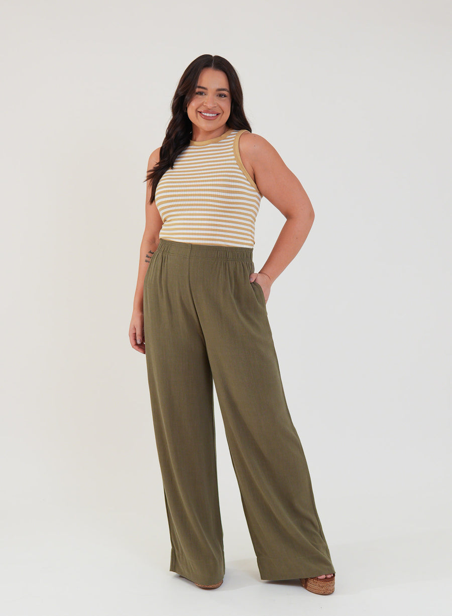 Calça Amélia Viscose com Linho Verde