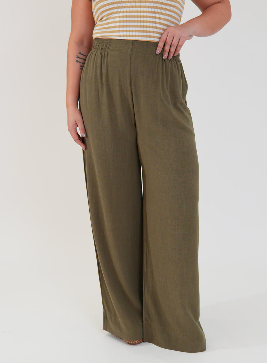 Calça Amélia Viscose com Linho Verde