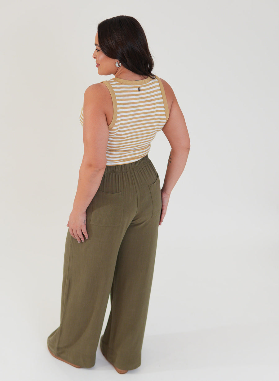 Calça Amélia Viscose com Linho Verde