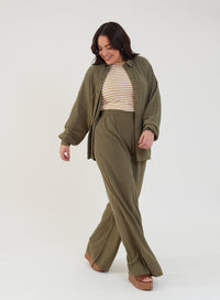 Calça Amélia Viscose com Linho Verde
