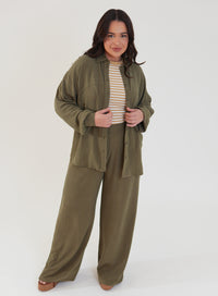 Camisa Oversized Viscose com Linho Yara Verde