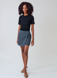 Short Saia Alfaiataria Cinza Lia