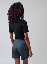 Short Saia Alfaiataria Cinza Lia