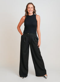 Calca Alfaiataria Pantalona Preta Luma