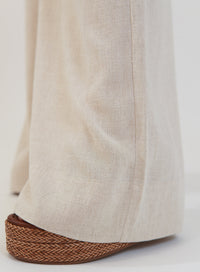 Calça Amélia Viscose com Linho Bege Natural