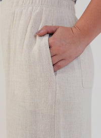 Calça Amélia Viscose com Linho Bege Natural