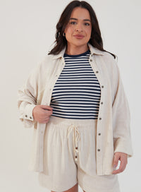 Shorts Viscose com Linho Sofi Bege Natural