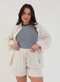 Shorts Viscose com Linho Sofi Bege Natural