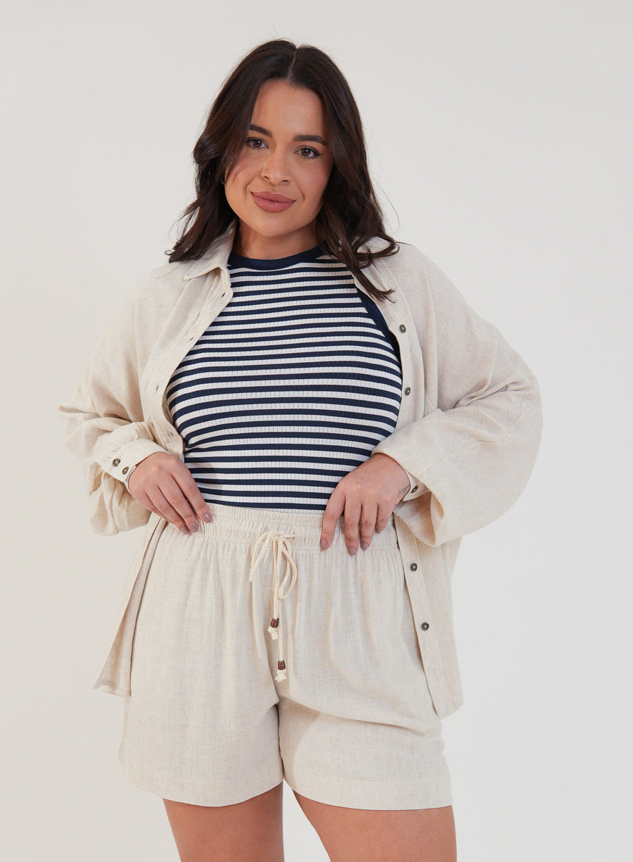 Shorts Viscose com Linho Sofi Bege Natural