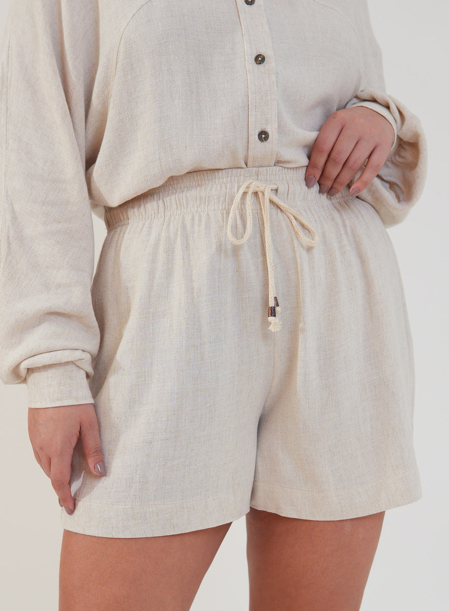 Shorts Viscose com Linho Sofi Bege Natural