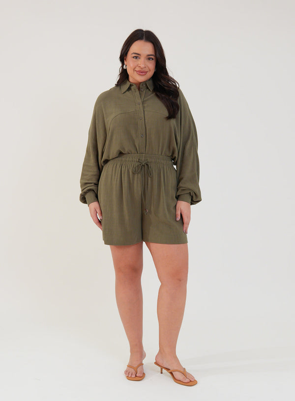 Shorts Viscose com Linho Sofi Verde