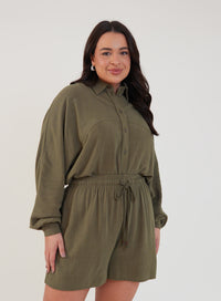Shorts Viscose com Linho Sofi Verde