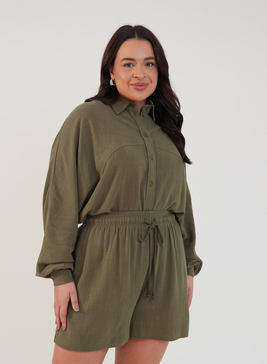 Shorts Viscose com Linho Sofi Verde