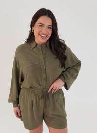 Shorts Viscose com Linho Sofi Verde