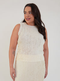 Regata Renda Texturizada com Elastano Brisa Off White