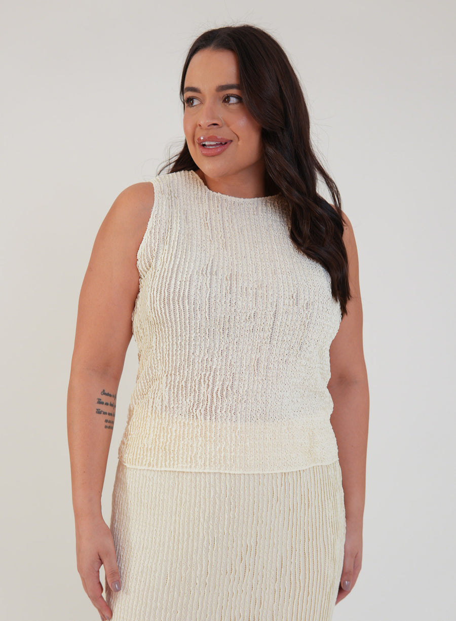 Regata Renda Texturizada com Elastano Brisa Off White