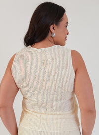 Regata Renda Texturizada com Elastano Brisa Off White