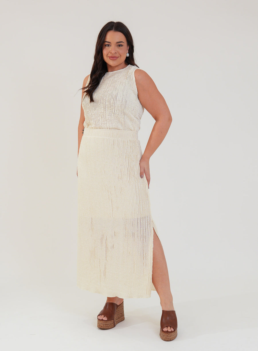 Regata Renda Texturizada com Elastano Brisa Off White