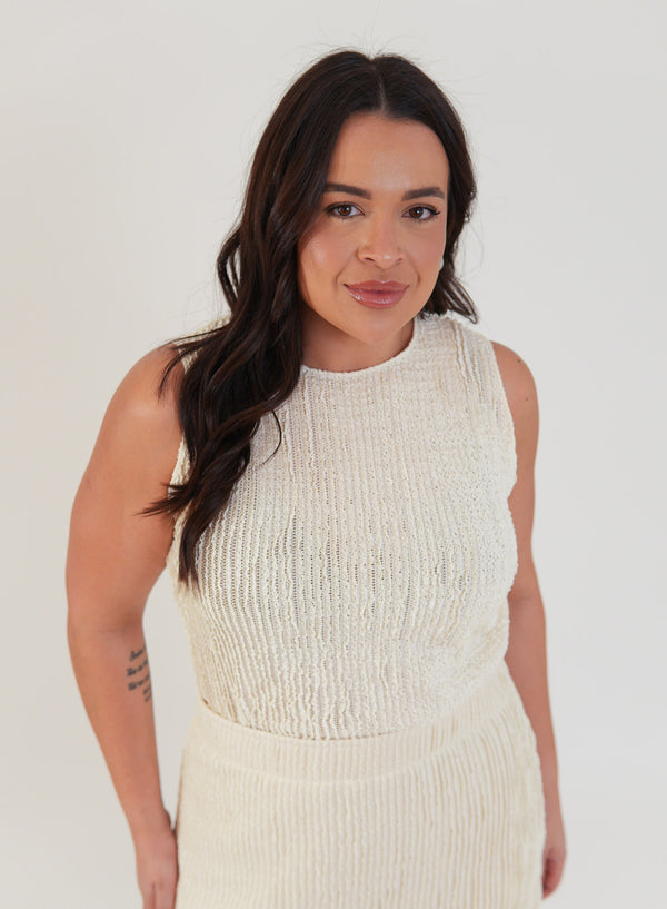 Regata Renda Texturizada com Elastano Brisa Off White