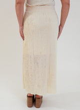 Saia Midi Renda Texturizada com Elastano Lívia Off White