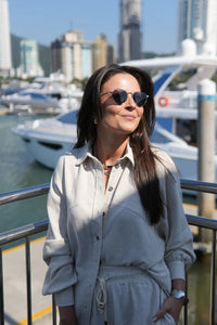 Camisa Oversized Viscose com Linho Yara Bege Natural