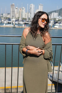 Vestido Midi Viscose com Linho Aurora Verde