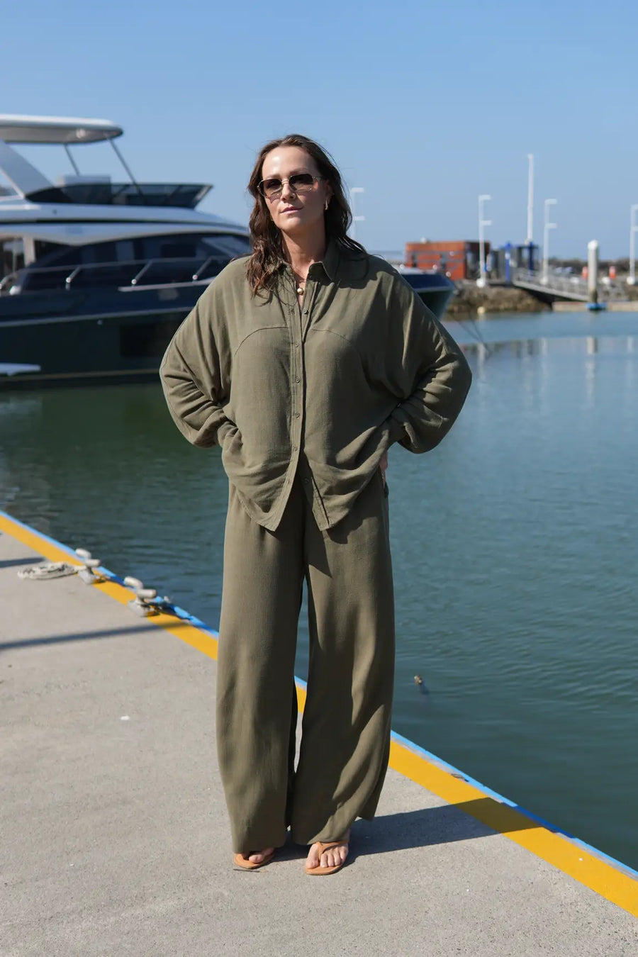 Calça Amélia Viscose com Linho Verde