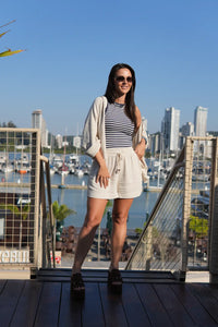 Shorts Viscose com Linho Sofi Bege Natural