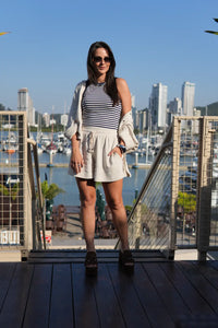 Camisa Oversized Viscose com Linho Yara Bege Natural