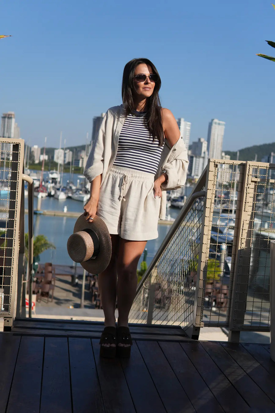 Shorts Viscose com Linho Sofi Bege Natural