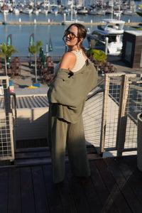 Camisa Oversized Viscose com Linho Yara Verde