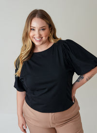 Blusa Manga Bufante Preta Zoe