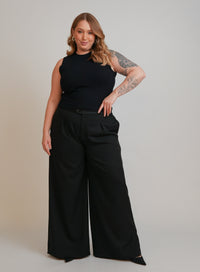 Calca Alfaiataria Pantalona Preta Luma